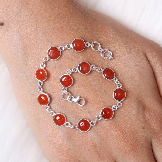 Carnelian Sterling Silver Bracelet