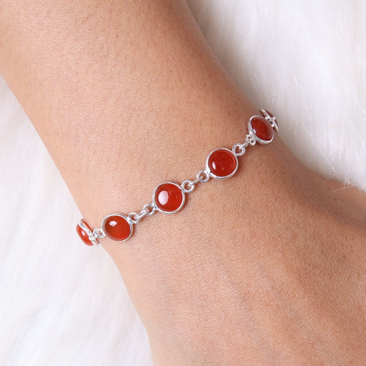 Carnelian Sterling Silver Bracelet