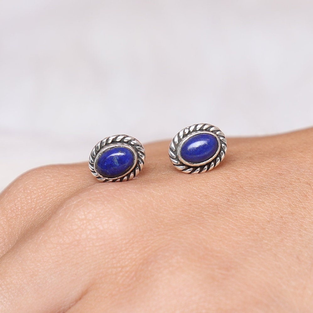 Lapis Lazuli Sterling Silver Stud Earrings