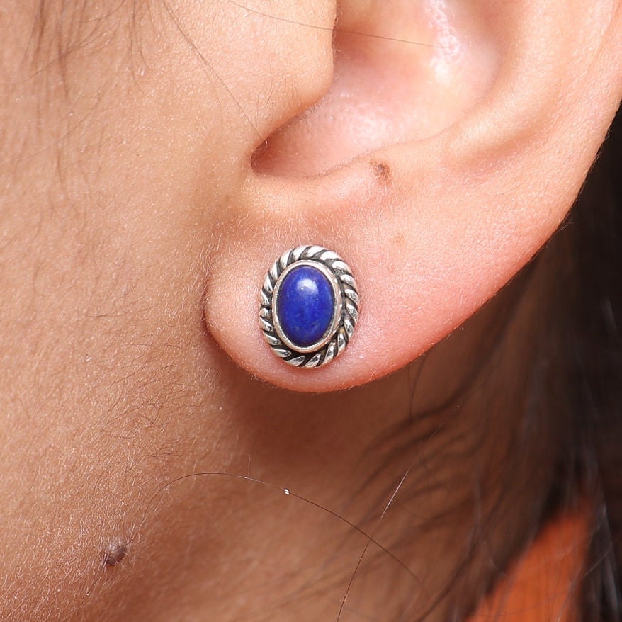 Lapis Lazuli Sterling Silver Stud Earrings