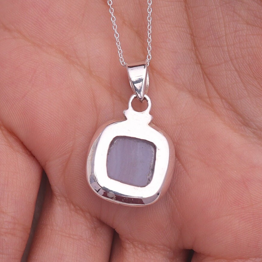 Blue Lace Agate Sterling Silver Pendant