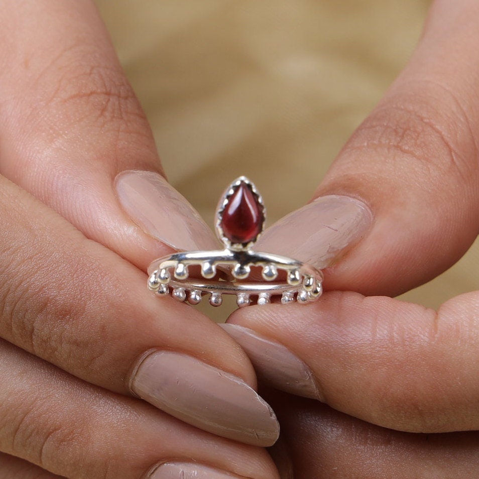 Garnet Sterling Silver Ring