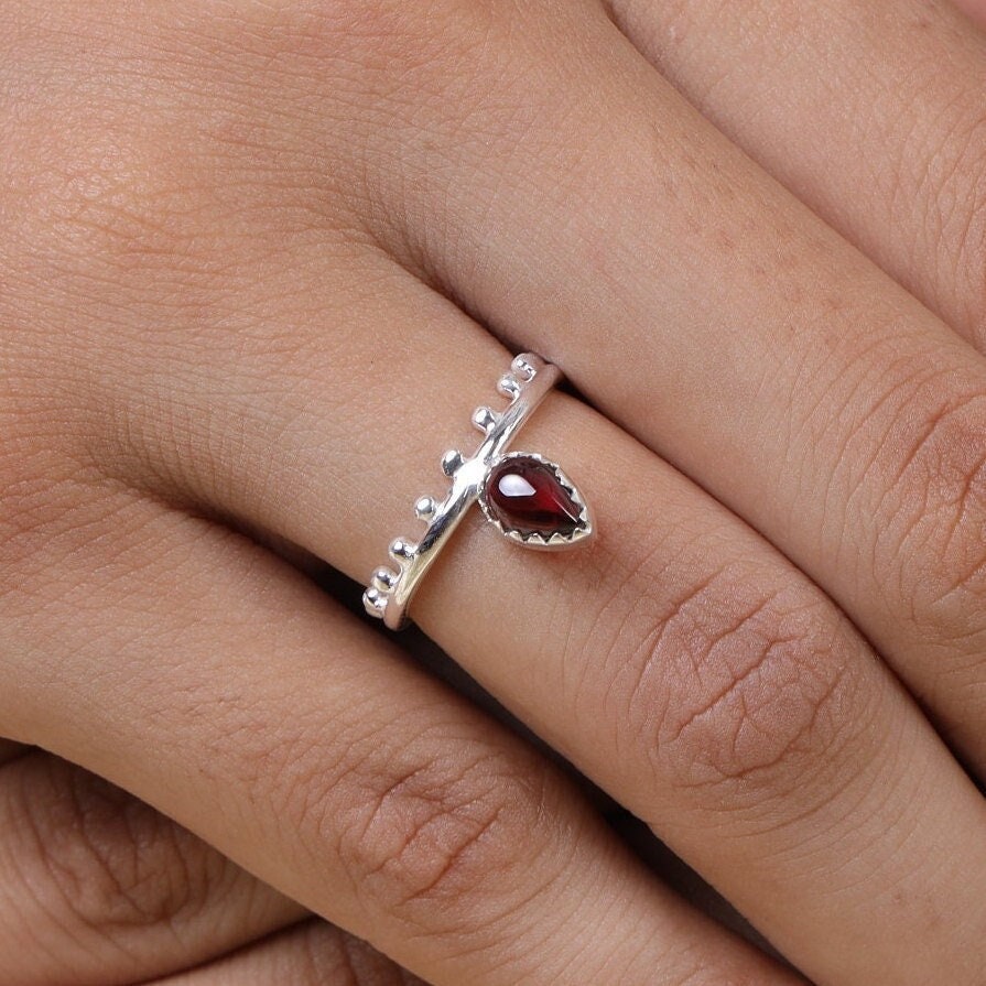 Garnet Sterling Silver Ring