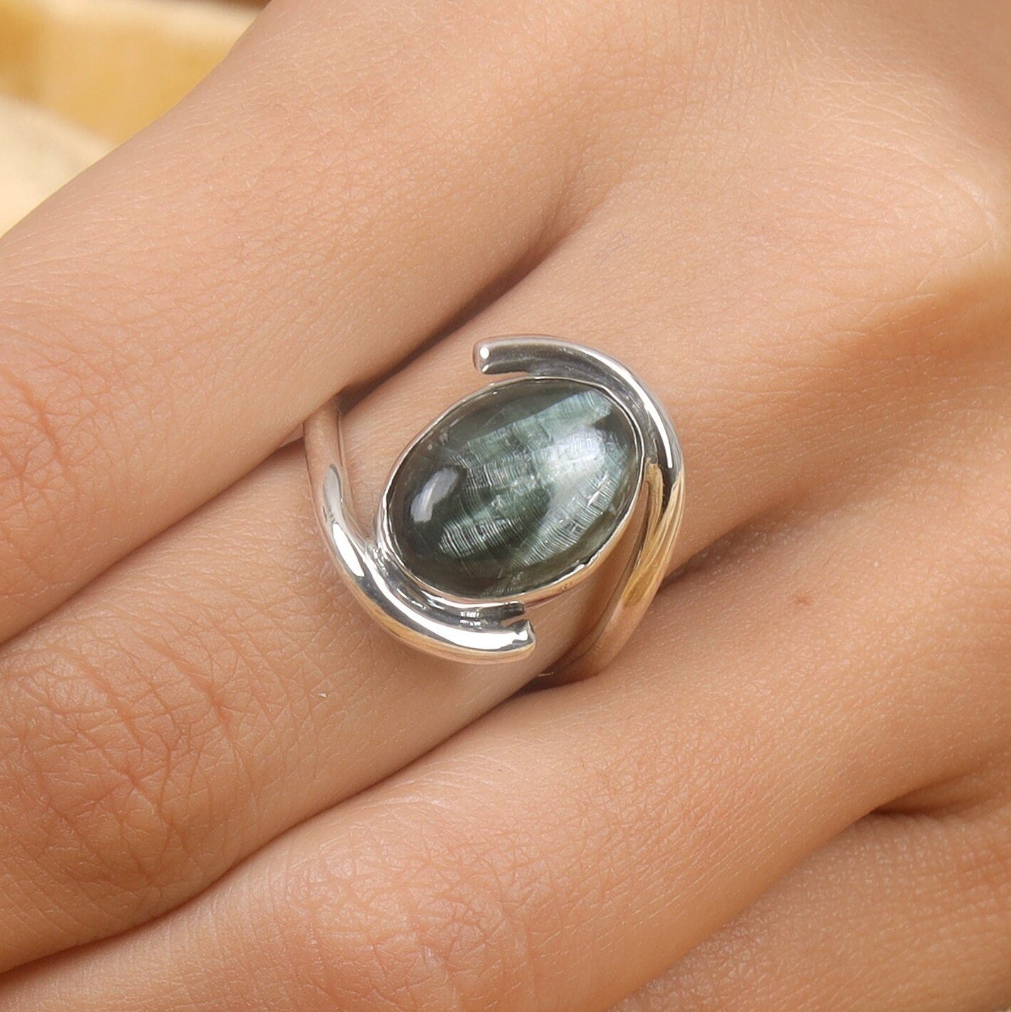 Seraphinite Sterling Silver Ring