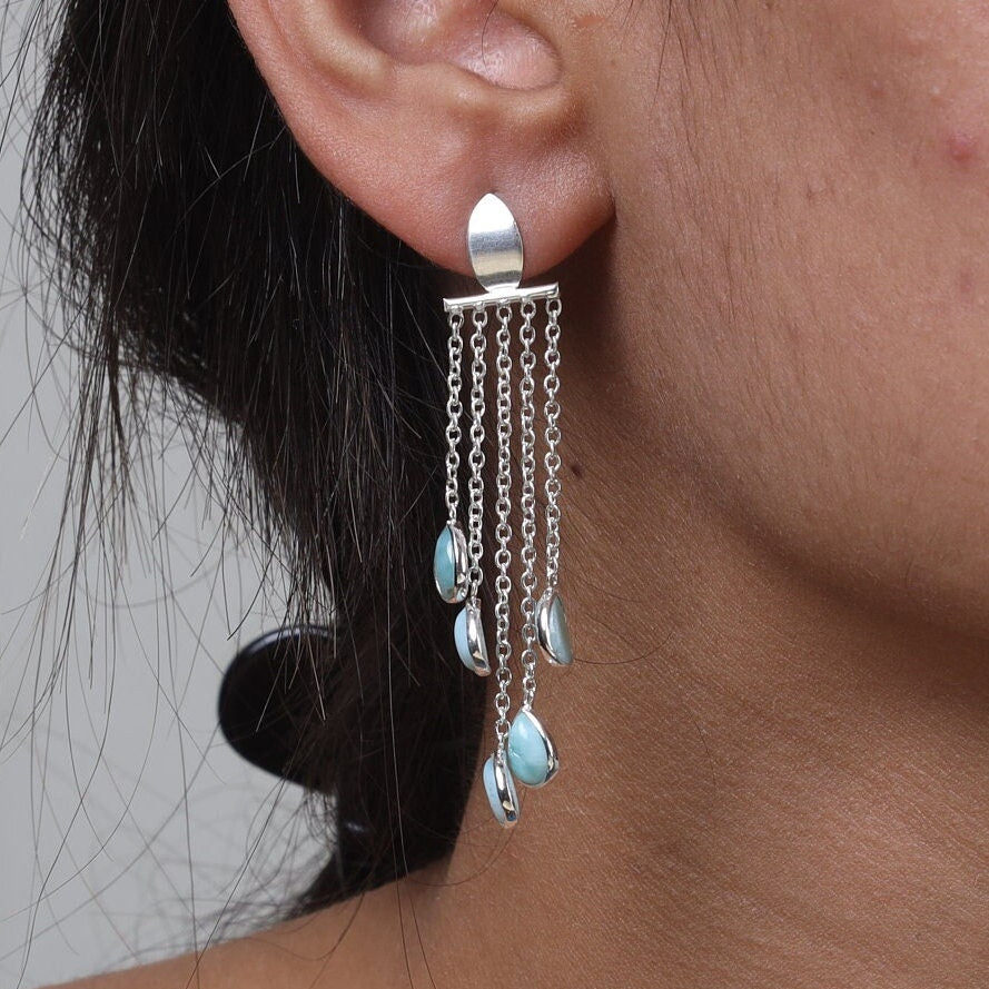 Dominican Larimar Sterling Silver Earrings