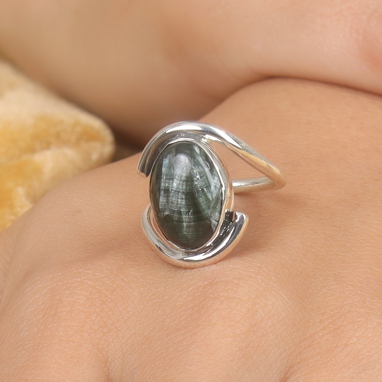 Seraphinite Sterling Silver Ring