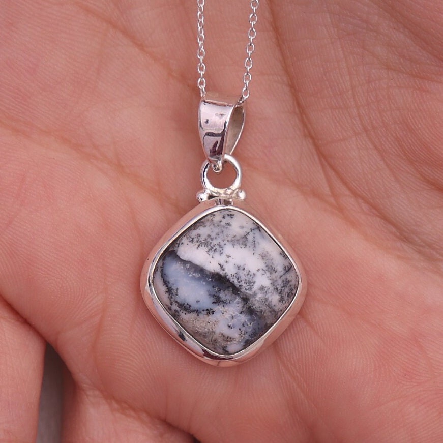 Dendrite Opal Sterling Silver Pendant