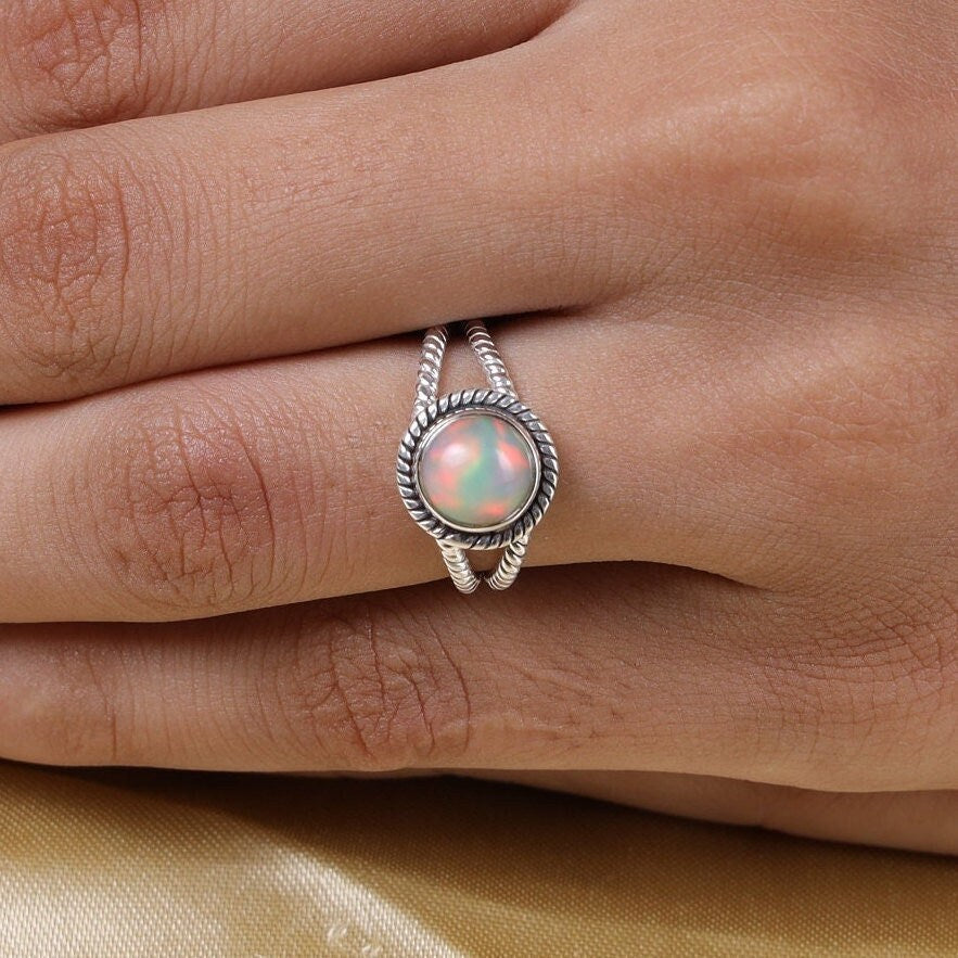 Ethiopian Opal Sterling Silver Ring