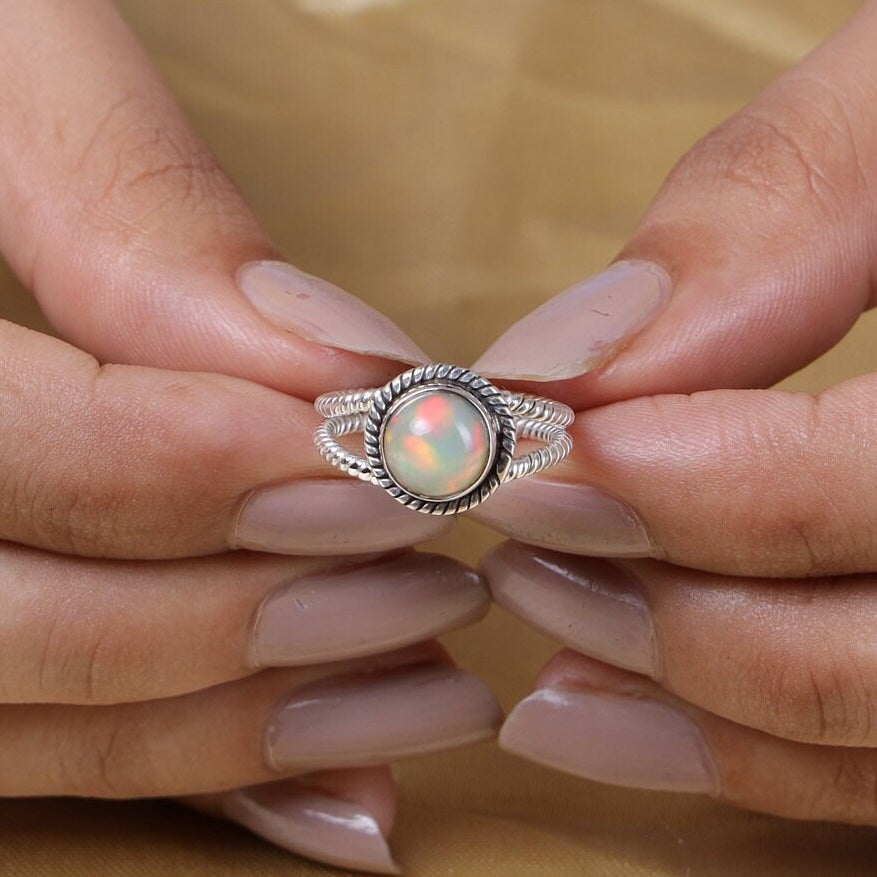 Ethiopian Opal Sterling Silver Ring