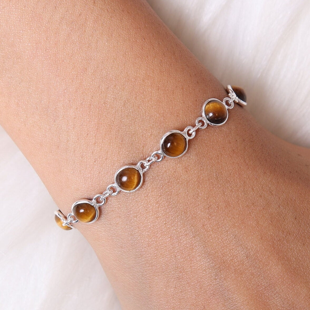 Tiger Eye Sterling Silver Bracelet