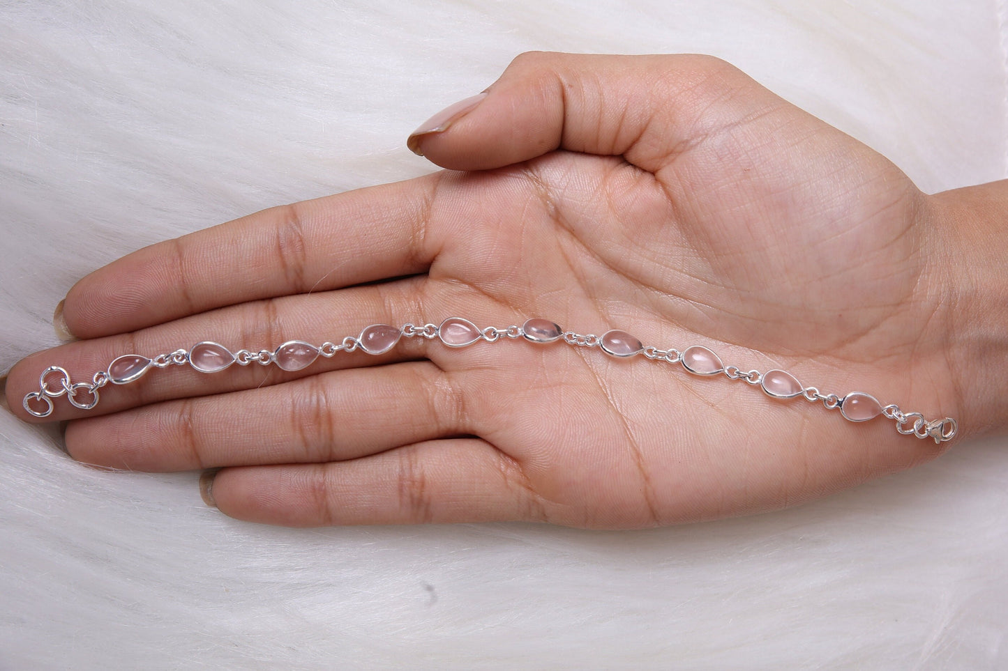 Rose Quartz Sterling Silver Bracelet