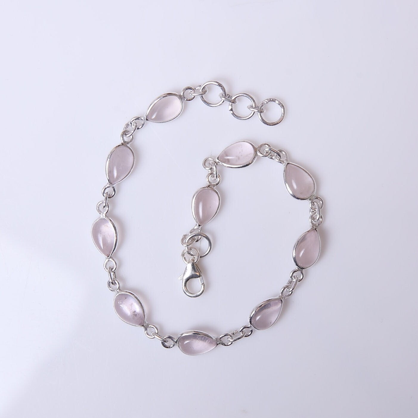 Rose Quartz Sterling Silver Bracelet