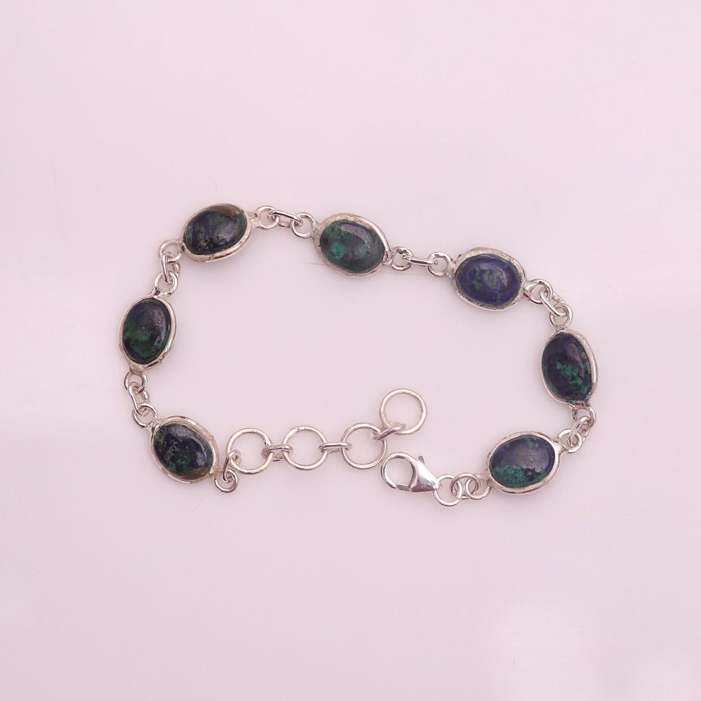 Azurite Malachite Sterling Silver Bracelet