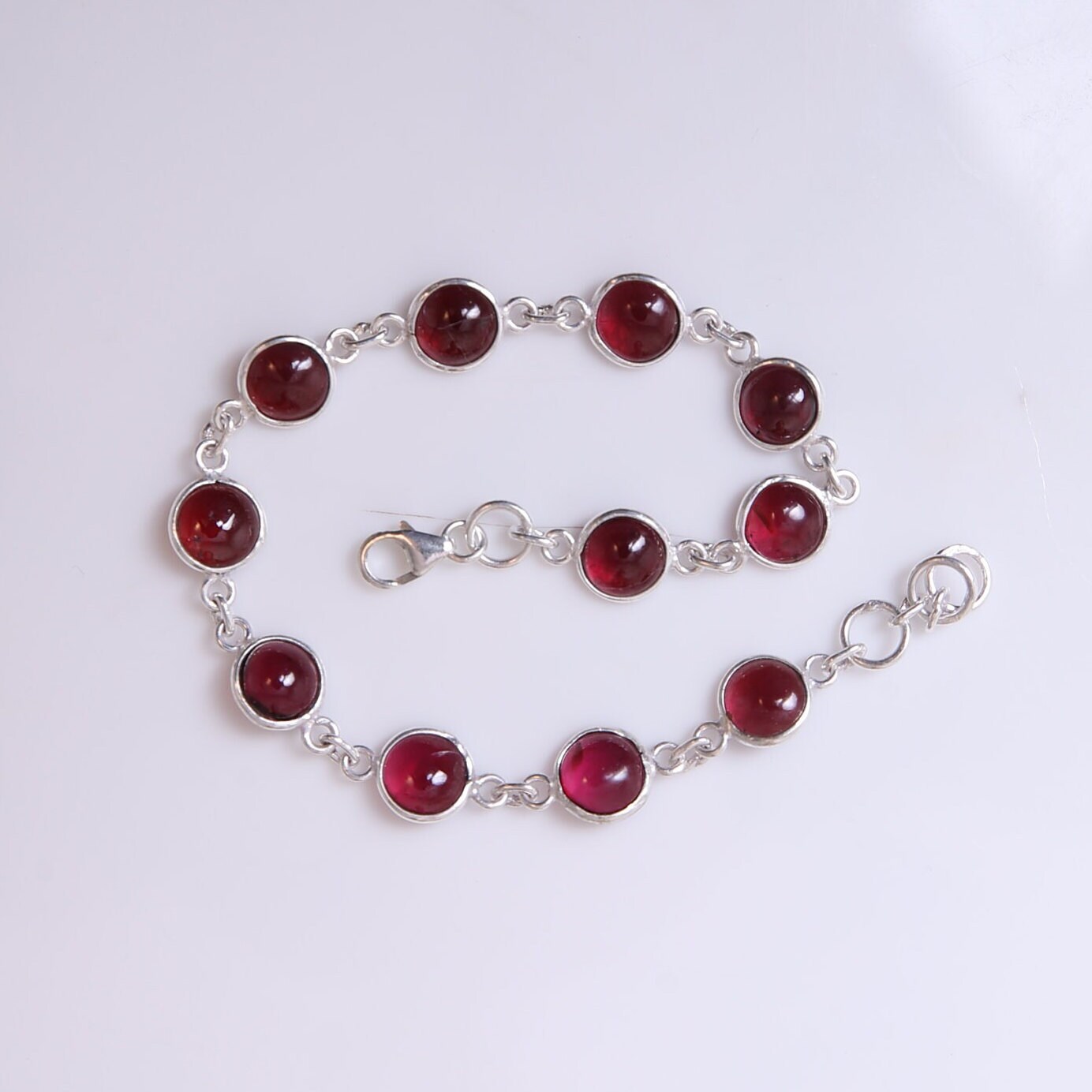 Garnet Sterling Silver Bracelet