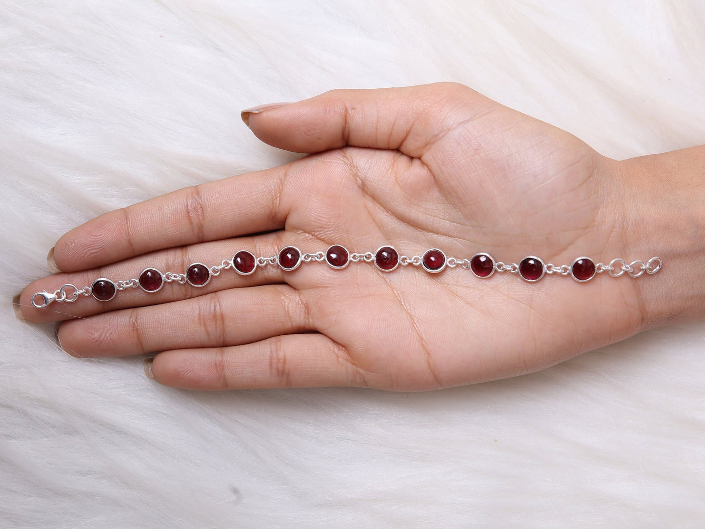 Garnet Sterling Silver Bracelet