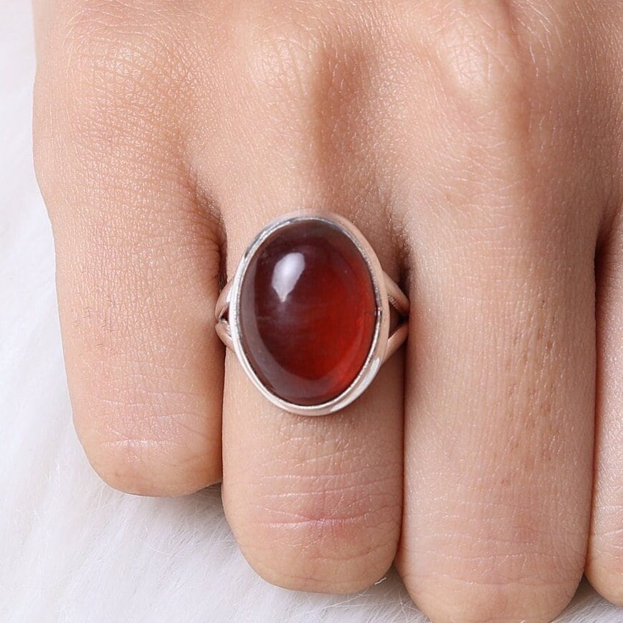 Amber Sterling Silver Ring