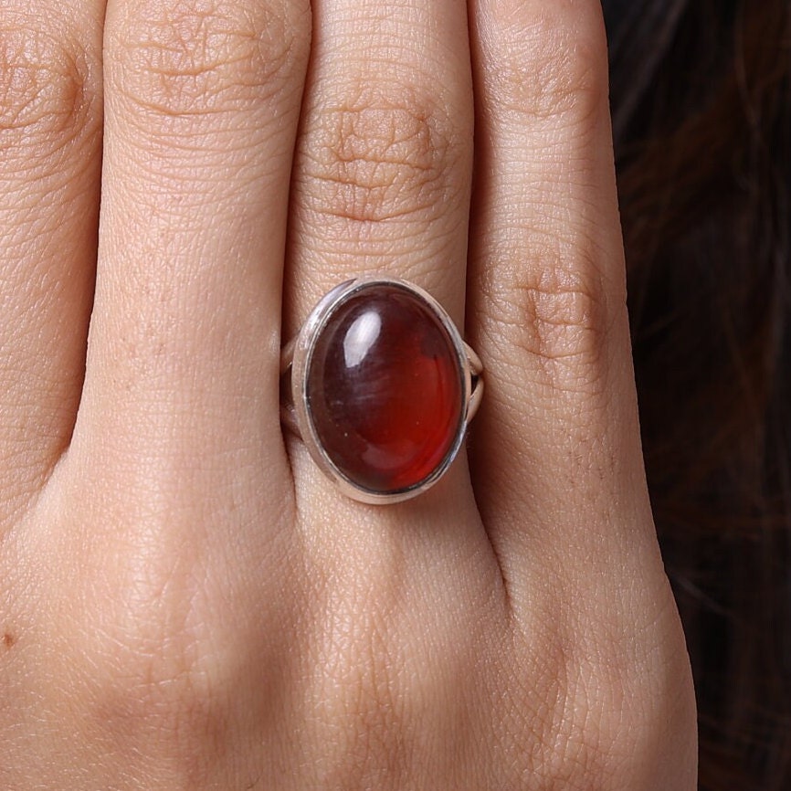 Amber Sterling Silver Ring