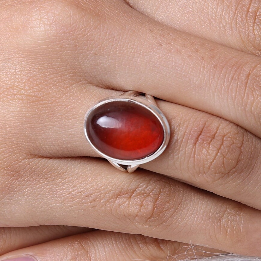 Amber Sterling Silver Ring