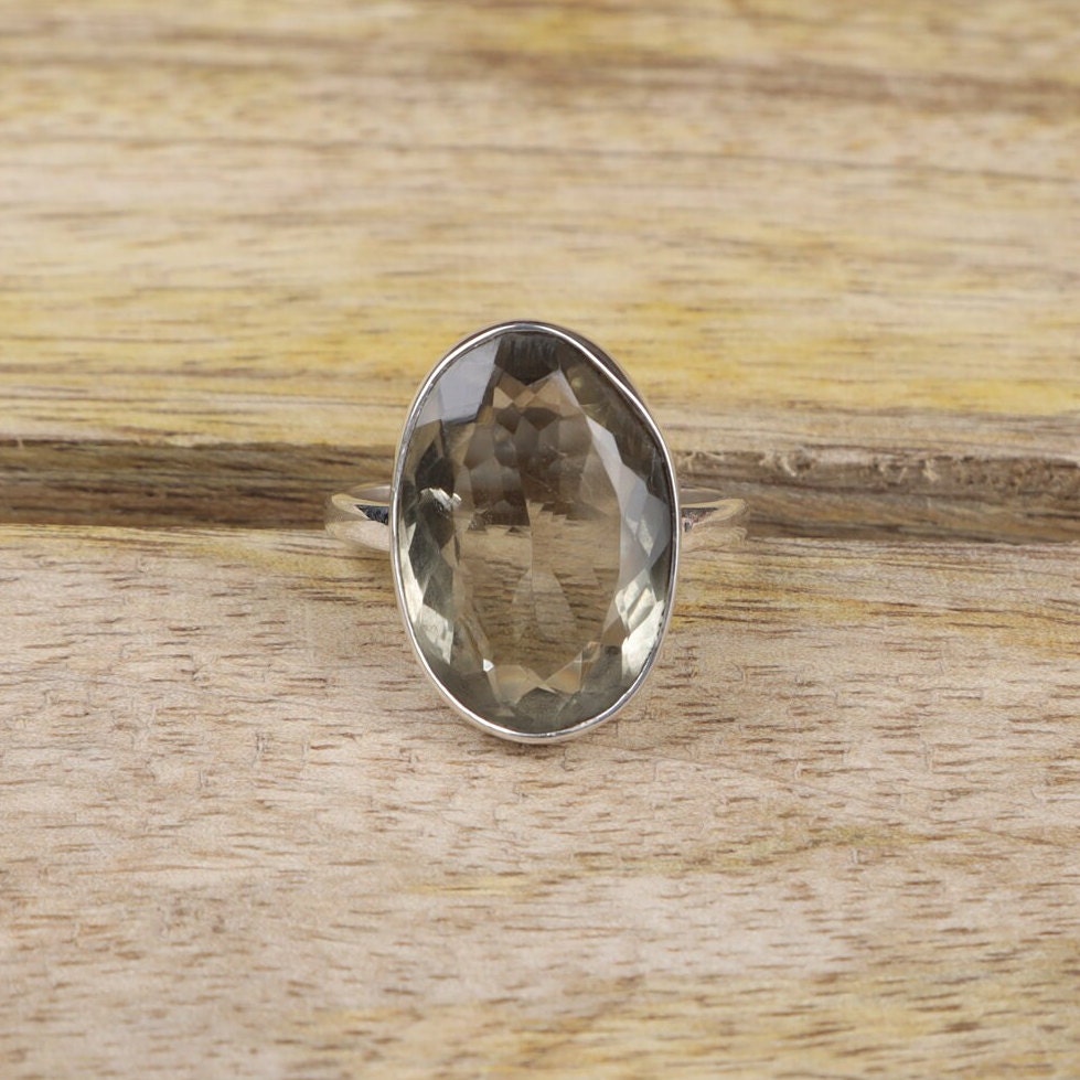 Green Amethyst Sterling Silver Ring