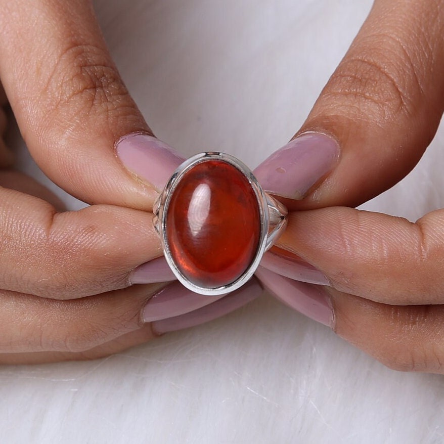 Amber Sterling Silver Ring