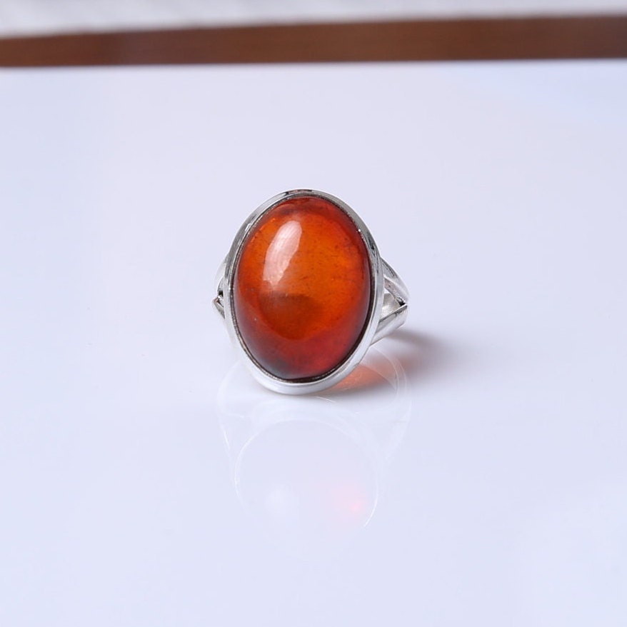 Amber Sterling Silver Ring