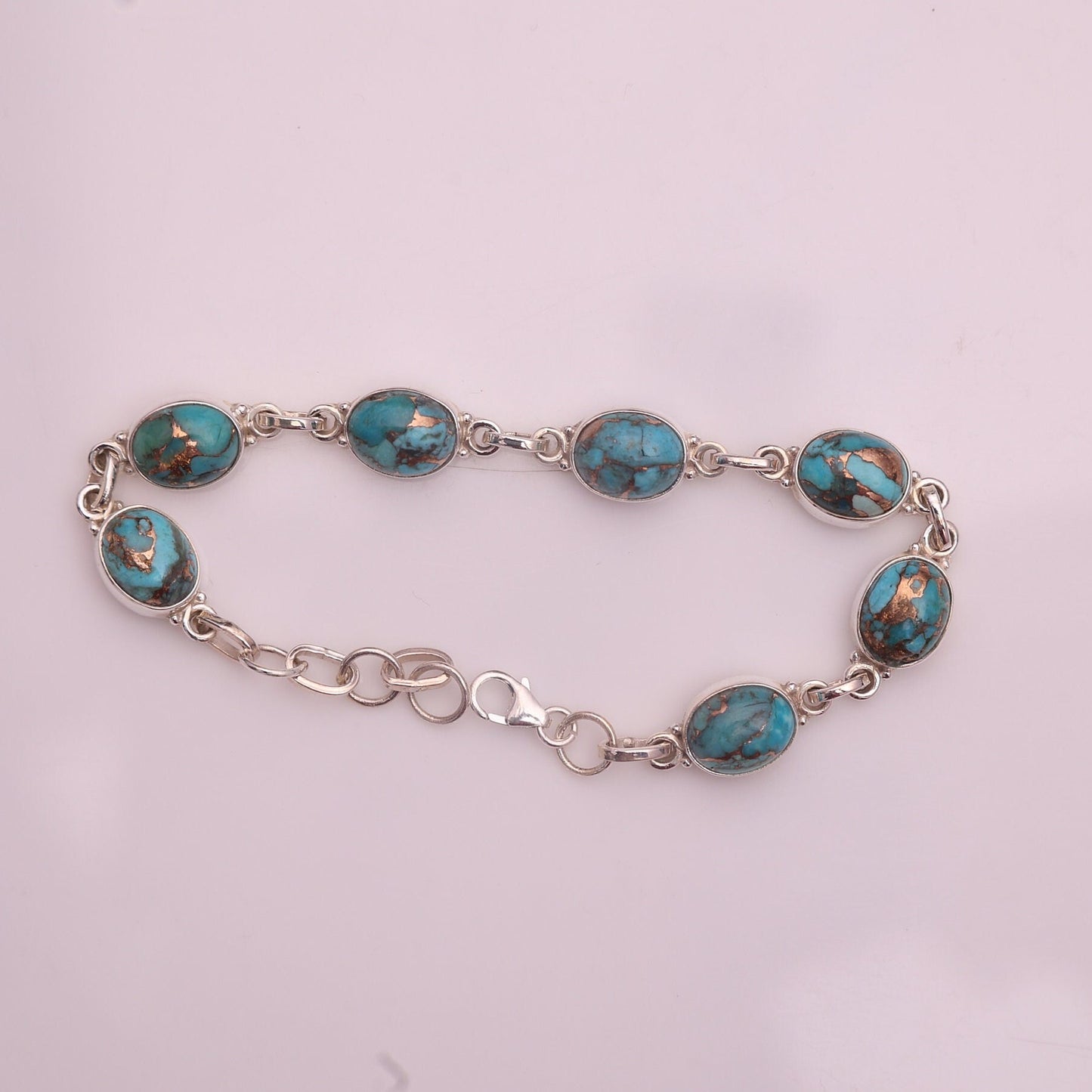 Blue Copper Turquoise Sterling Silver Bracelet