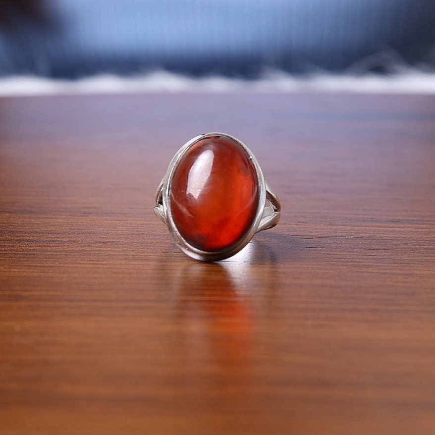 Amber Sterling Silver Ring