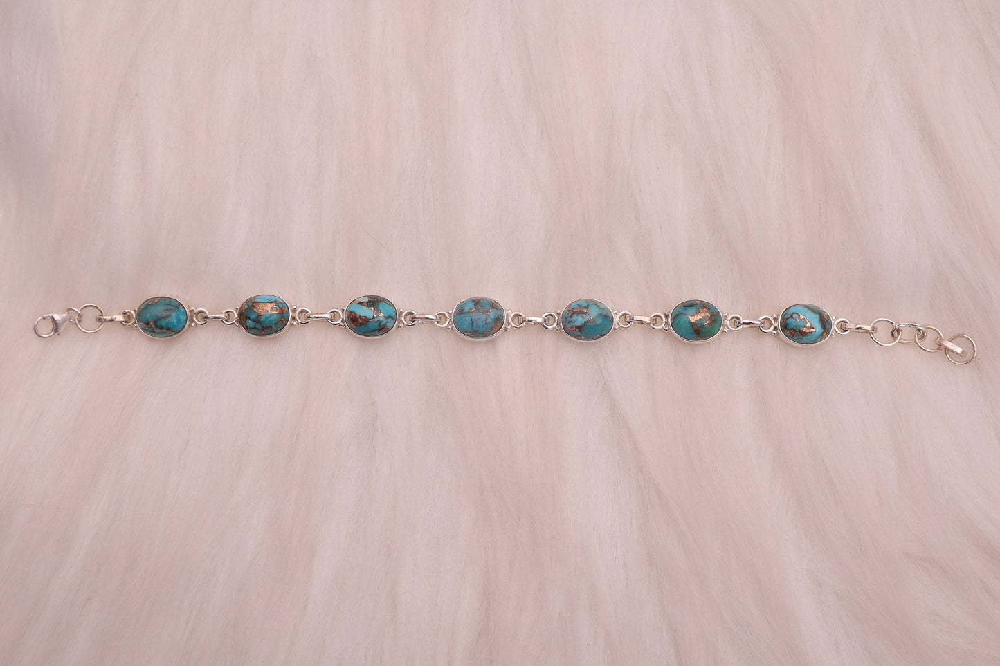 Blue Copper Turquoise Sterling Silver Bracelet