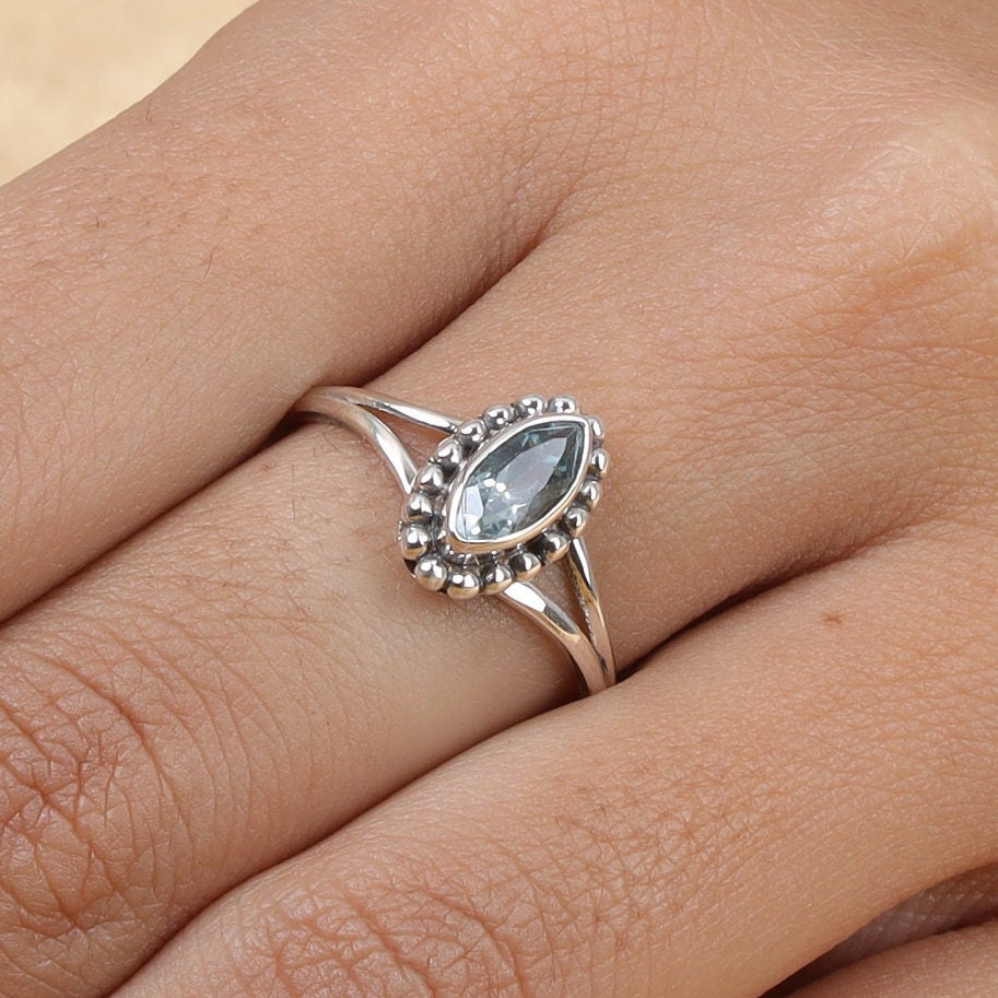 Aquamarine Sterling Silver Ring