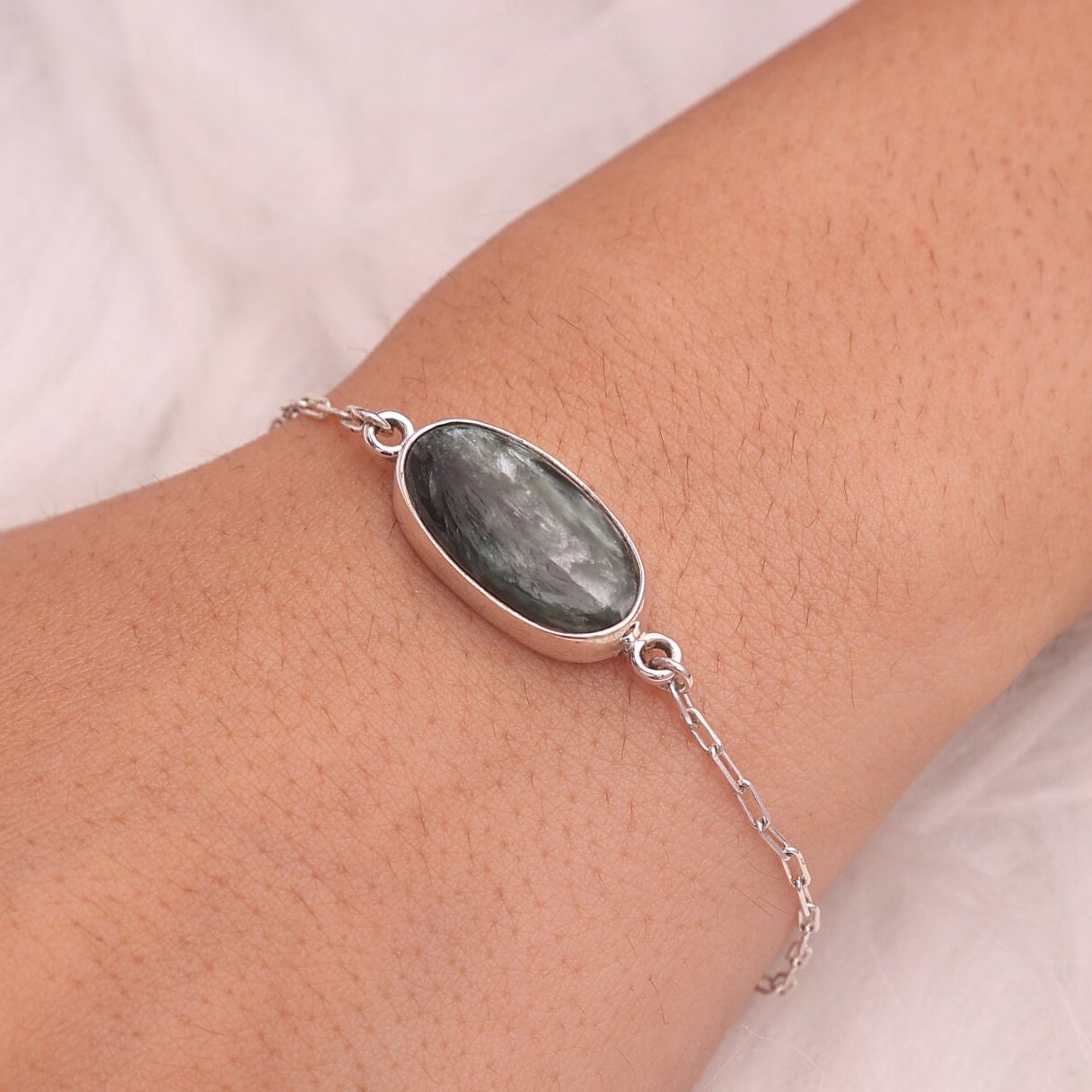 Seraphinite Sterling Silver Bracelet