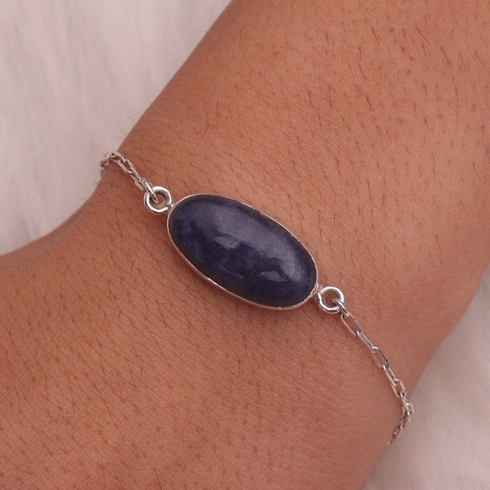 Dumortierite Quartz Sterling Silver Bracelet