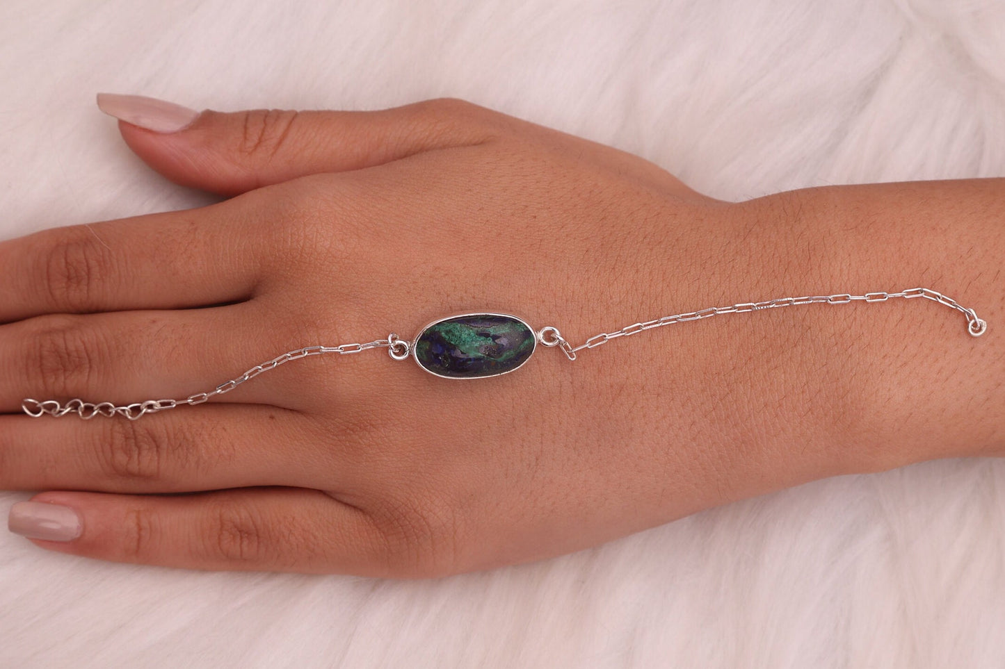 Azurite Malachite Sterling Silver Bracelet