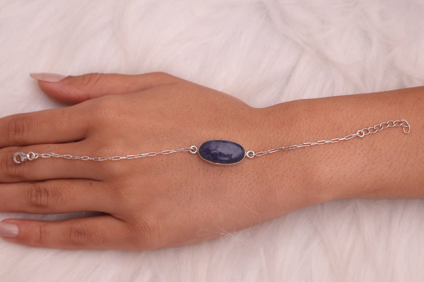 Dumortierite Quartz Sterling Silver Bracelet