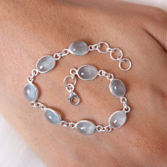 Aquamarine Sterling Silver Bracelet