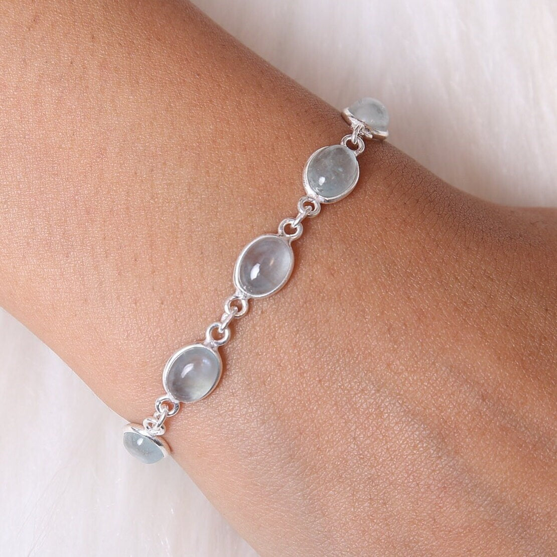 Aquamarine Sterling Silver Bracelet