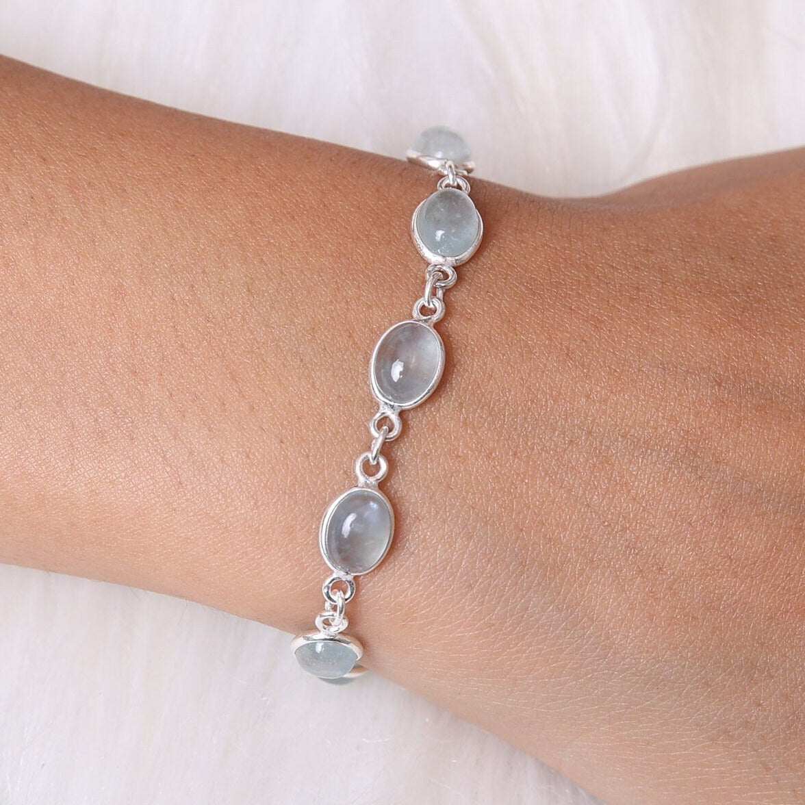 Aquamarine Sterling Silver Bracelet