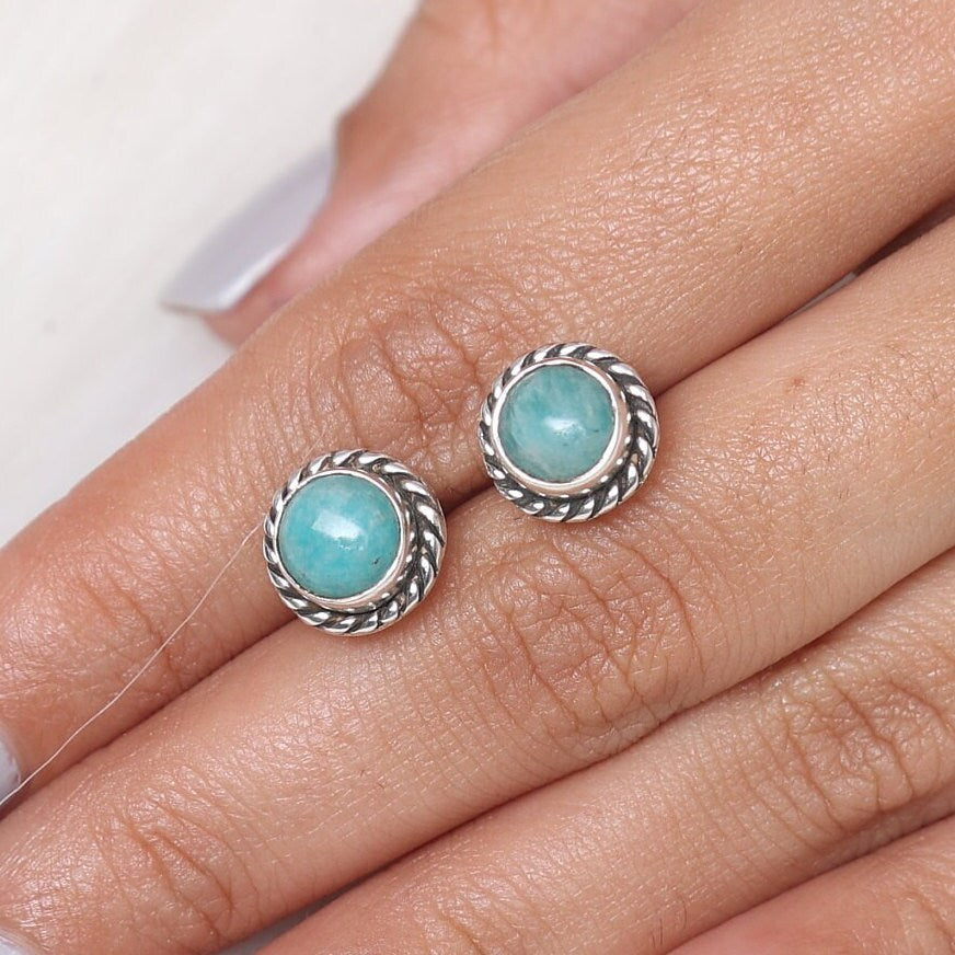 Amazonite Sterling Silver Stud Earrings