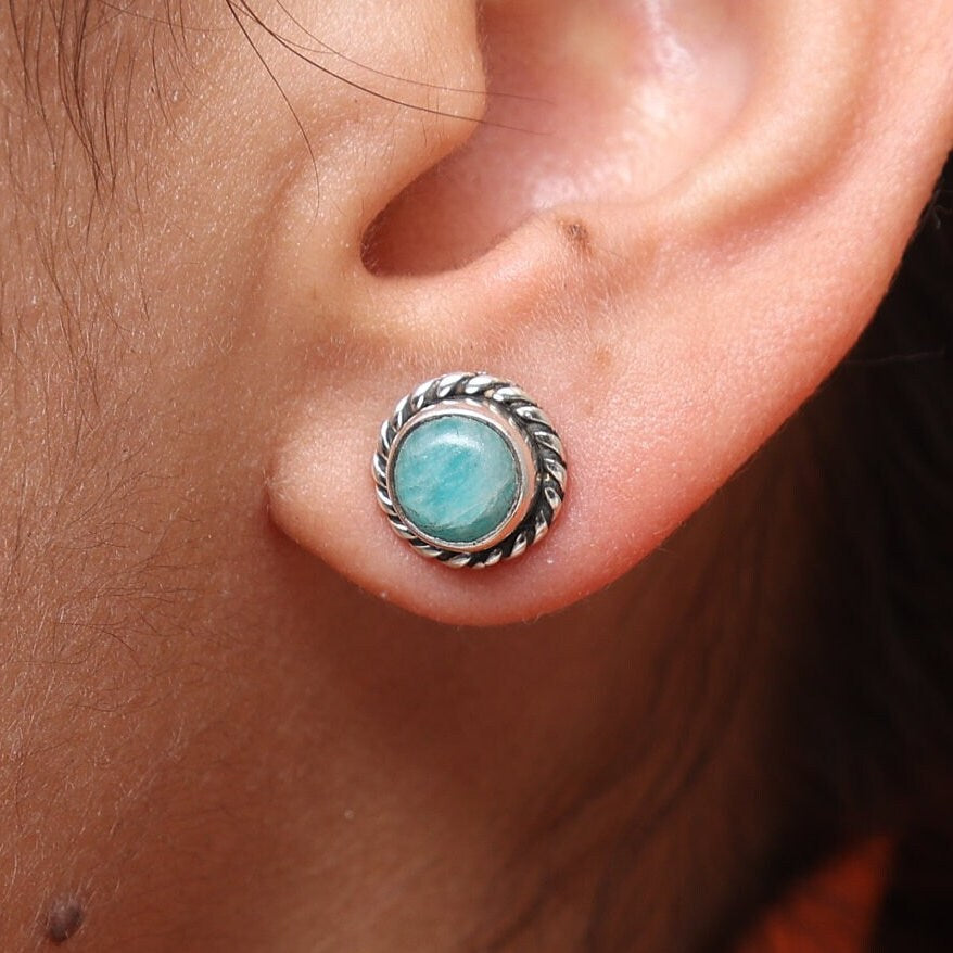 Amazonite Sterling Silver Stud Earrings