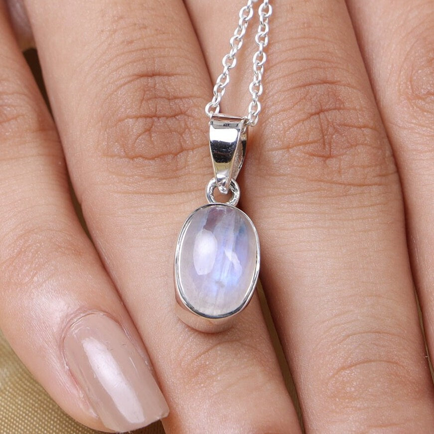 Rainbow Moonstone Sterling Silver Pendant