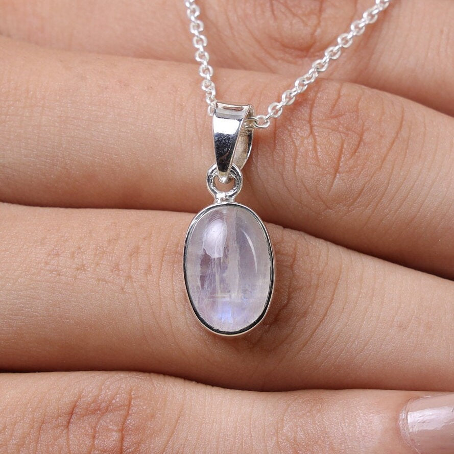 Rainbow Moonstone Sterling Silver Pendant