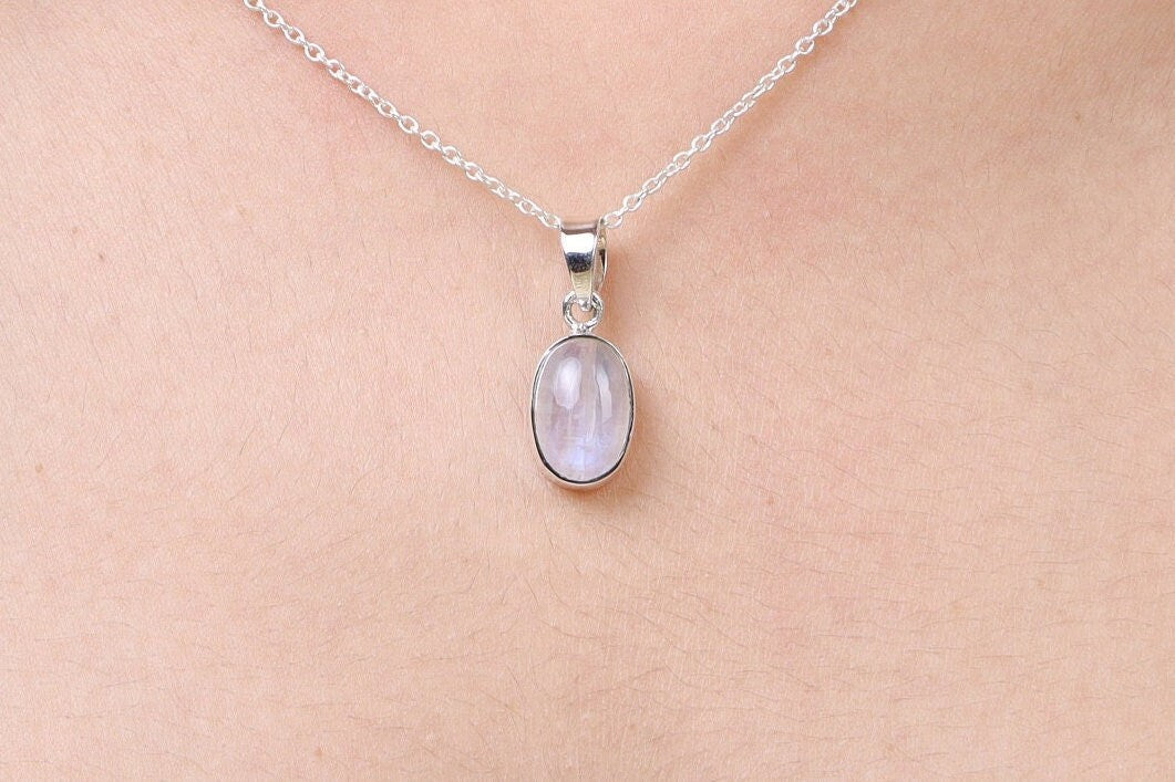 Rainbow Moonstone Sterling Silver Pendant