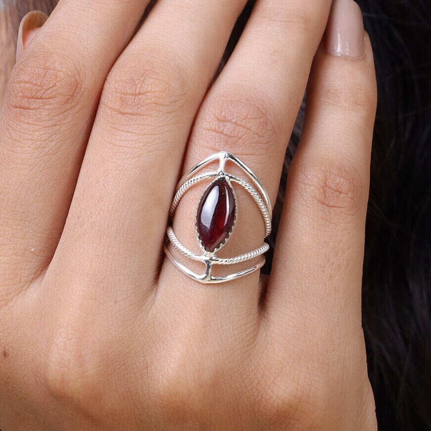 Garnet Sterling Silver Ring