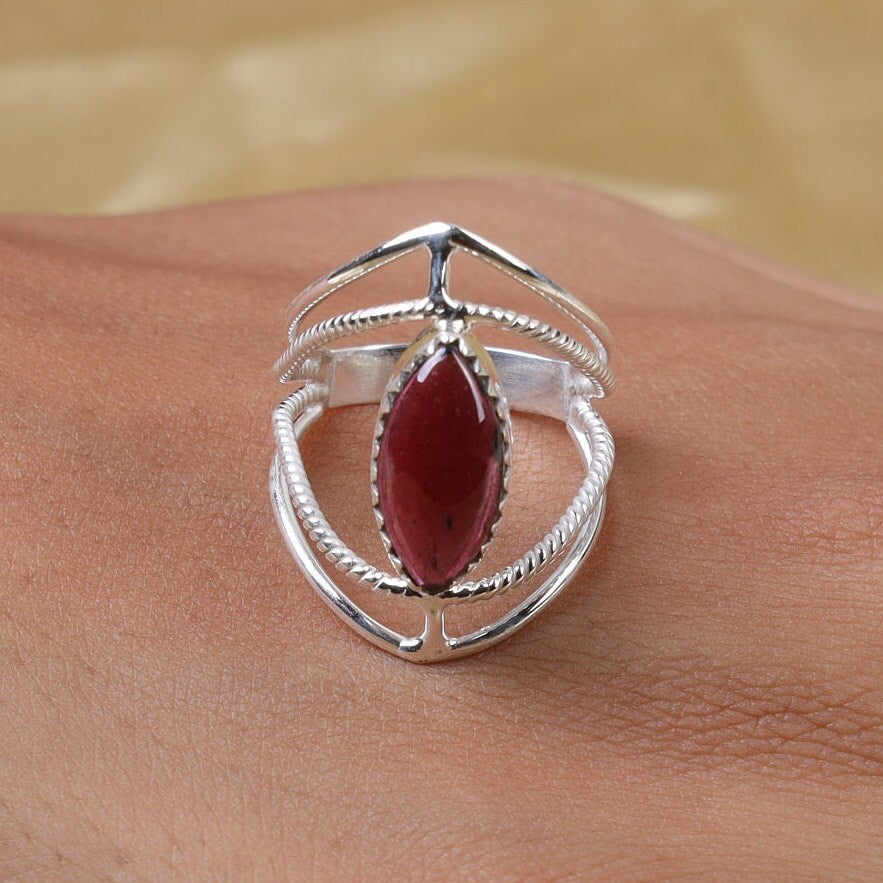 Garnet Sterling Silver Ring