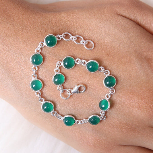 Green Onyx Sterling Silver Bracelet