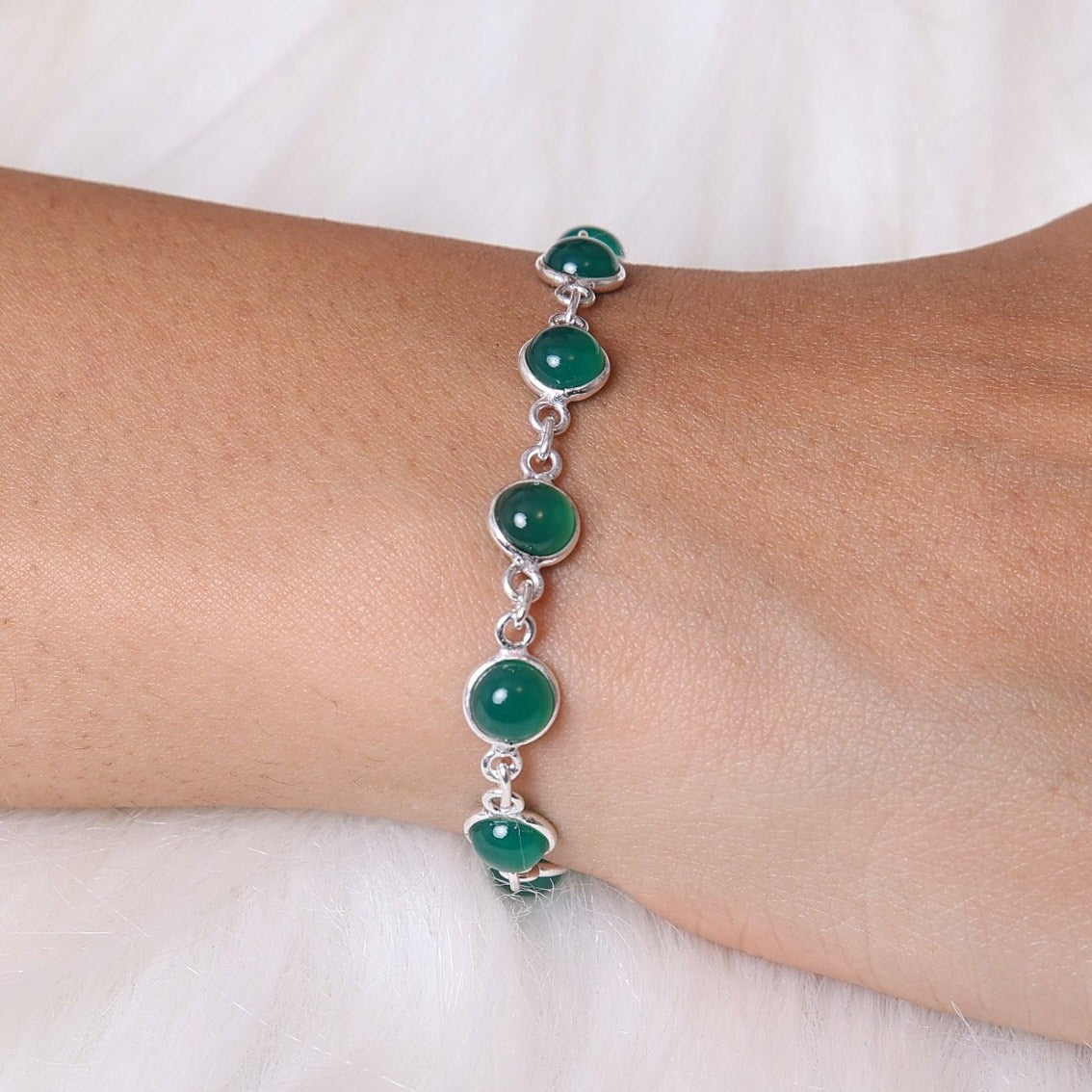 Green Onyx Sterling Silver Bracelet