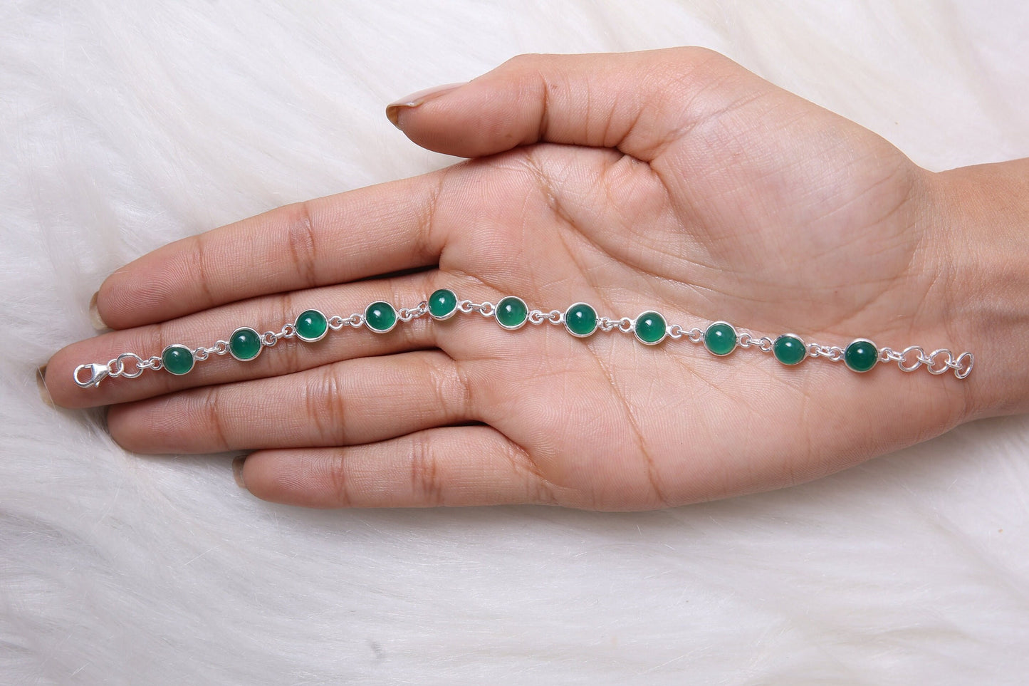 Green Onyx Sterling Silver Bracelet