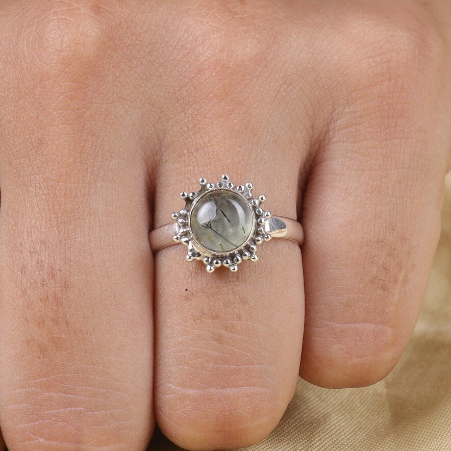 Prehnite Sterling Silver Ring