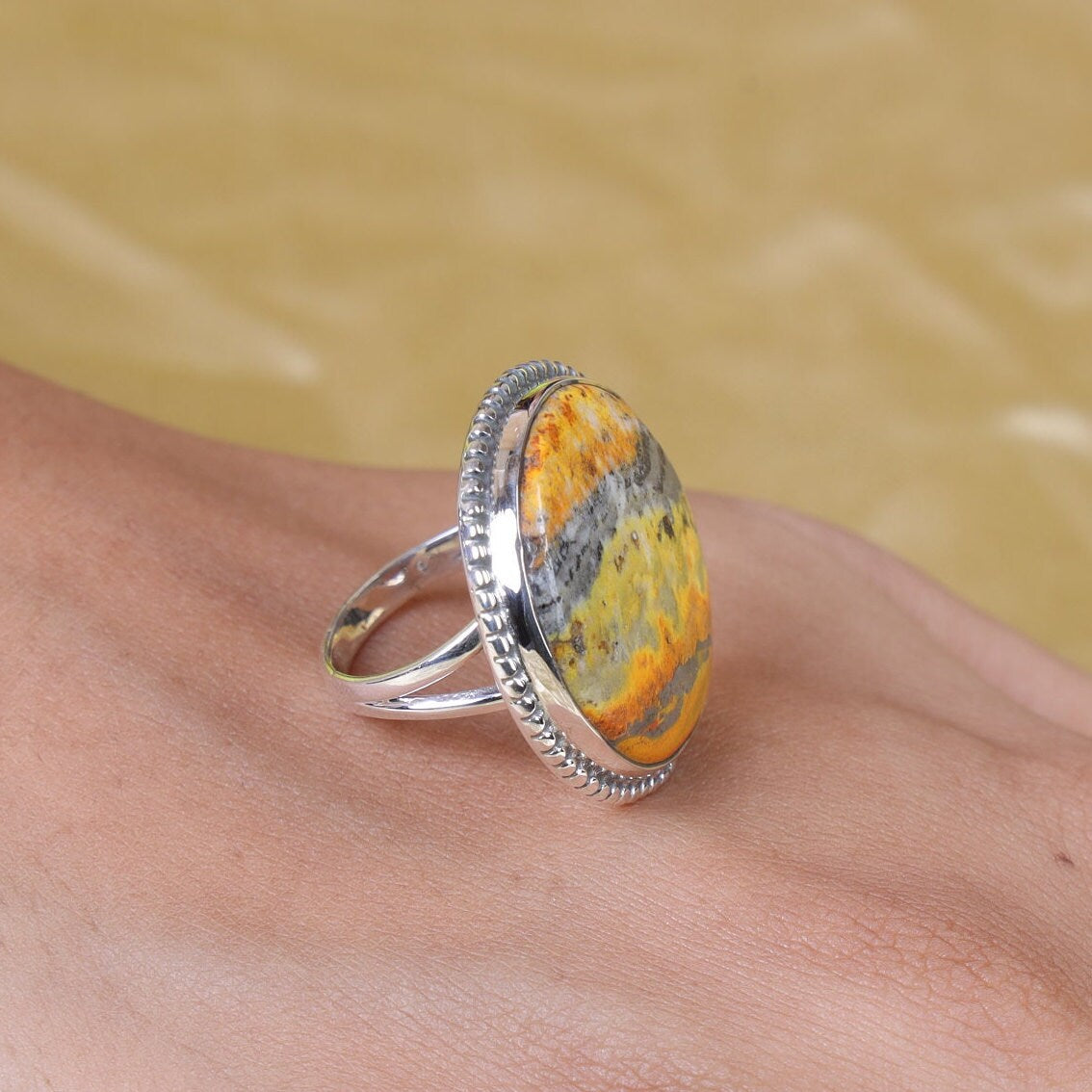 Bumble Bee Jasper Sterling Silver Ring