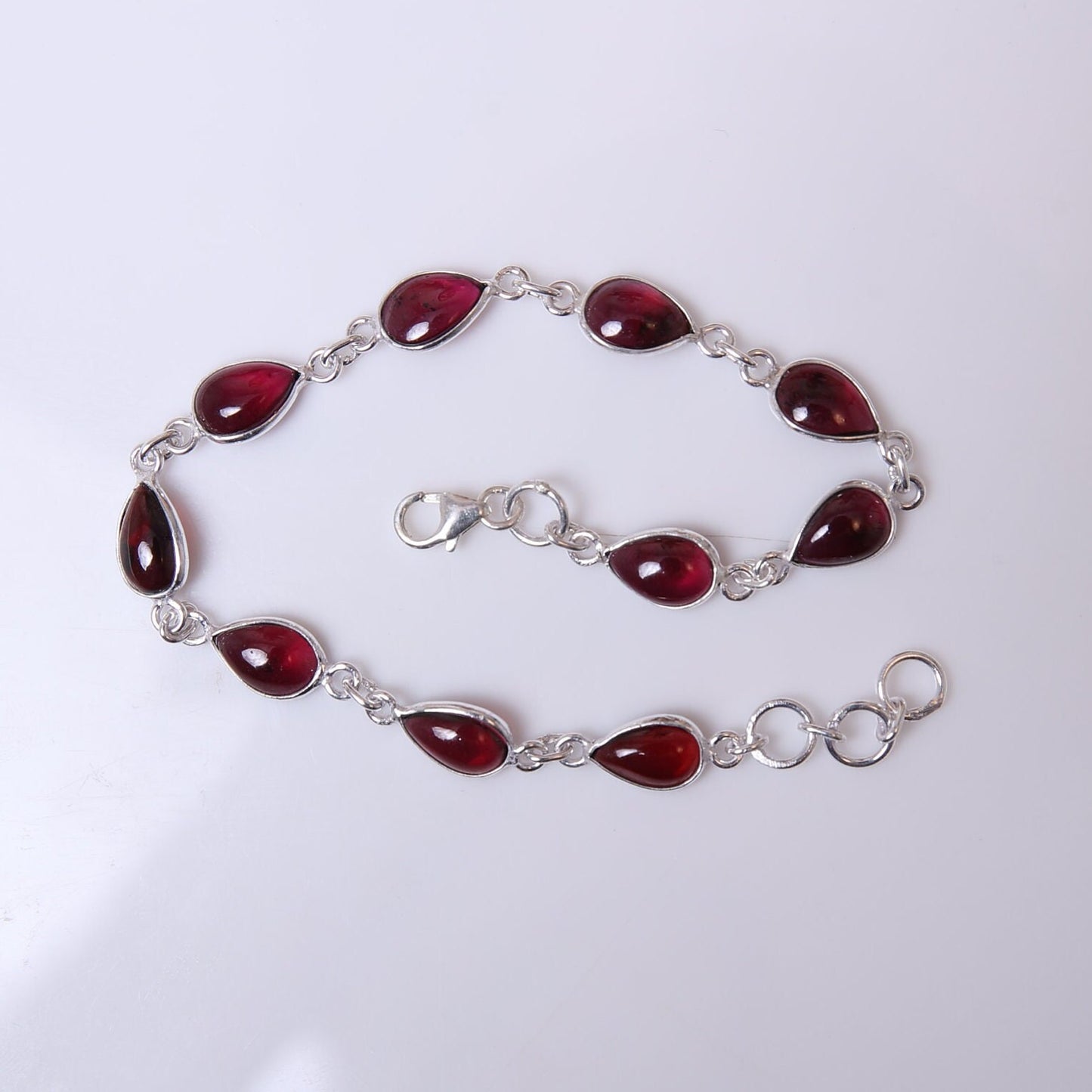 Garnet Sterling Silver Bracelet