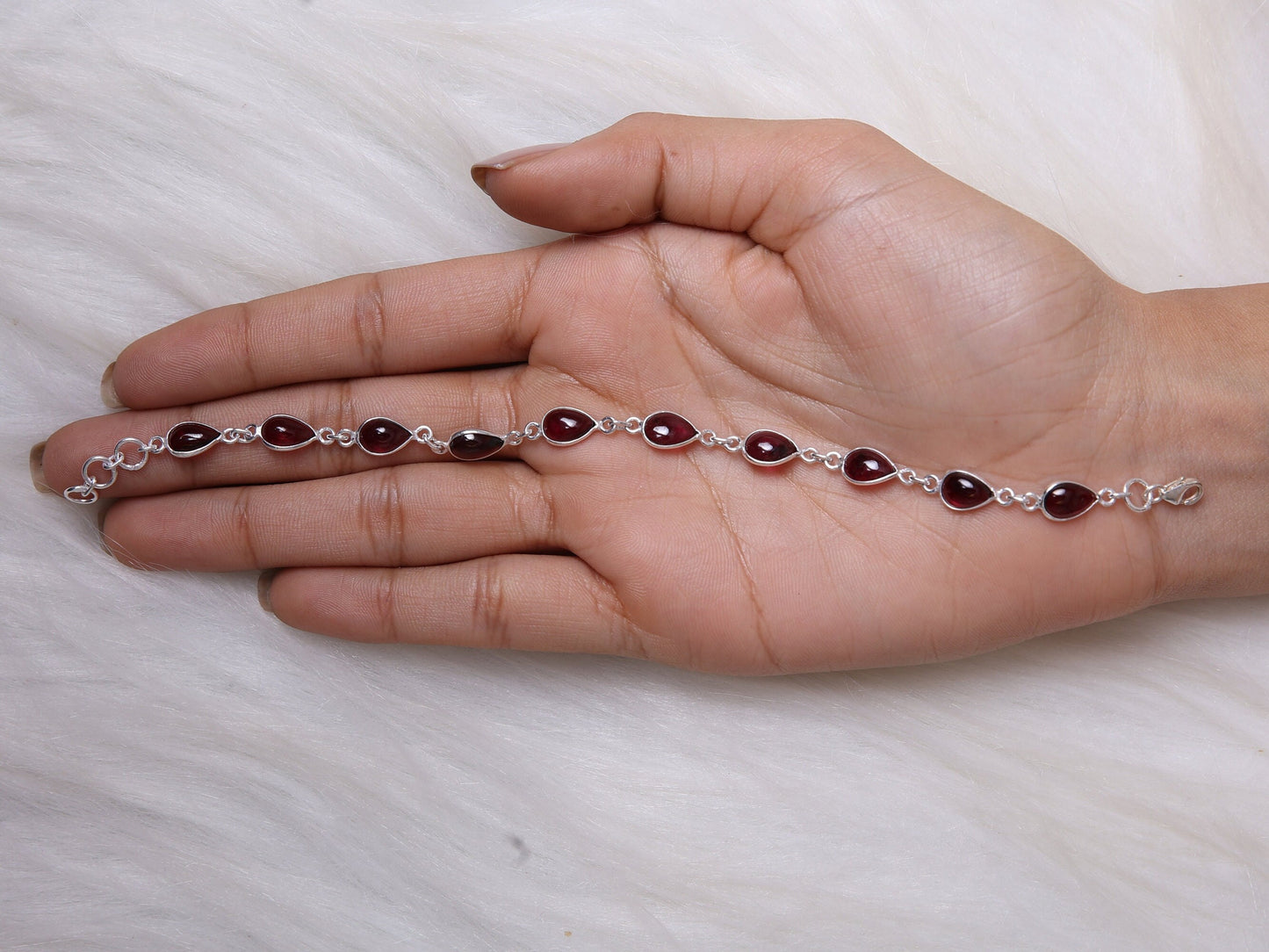 Garnet Sterling Silver Bracelet